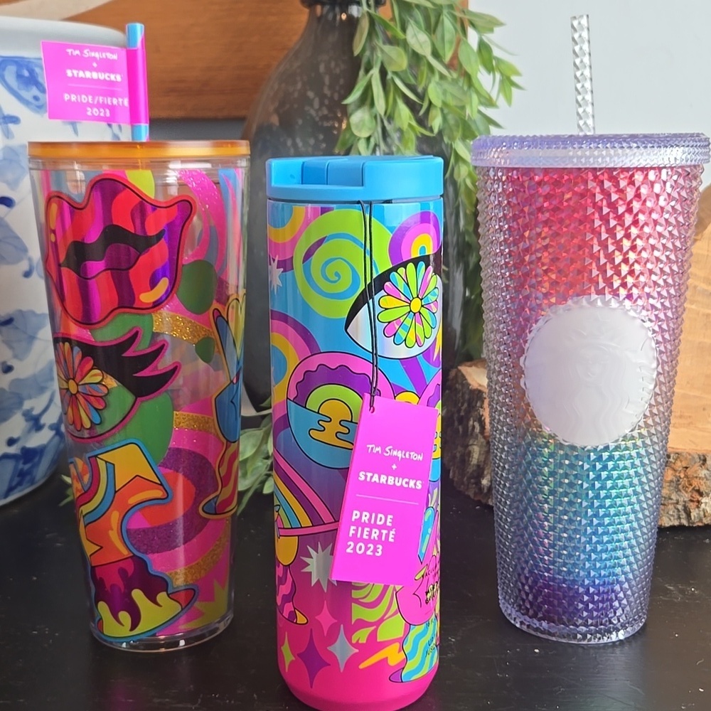 Starbucks Tumbler LOT-Tim Singleton 2023 Collection Item &2020 Rainbow Studded